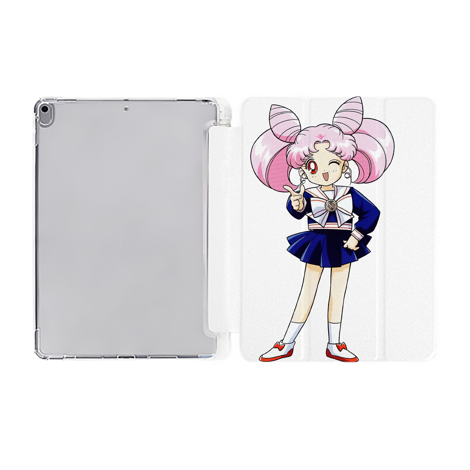 （画像用） 美少女戦士セーラームーン ちびうさ Sailor Moon Chibiusa Tsukino Usagi Small Lady Serenity IPad ケース ペン収納付き 三つ折りスタンド PUレザー×シリコン 対応機種9.5/10.5/10.9インチ